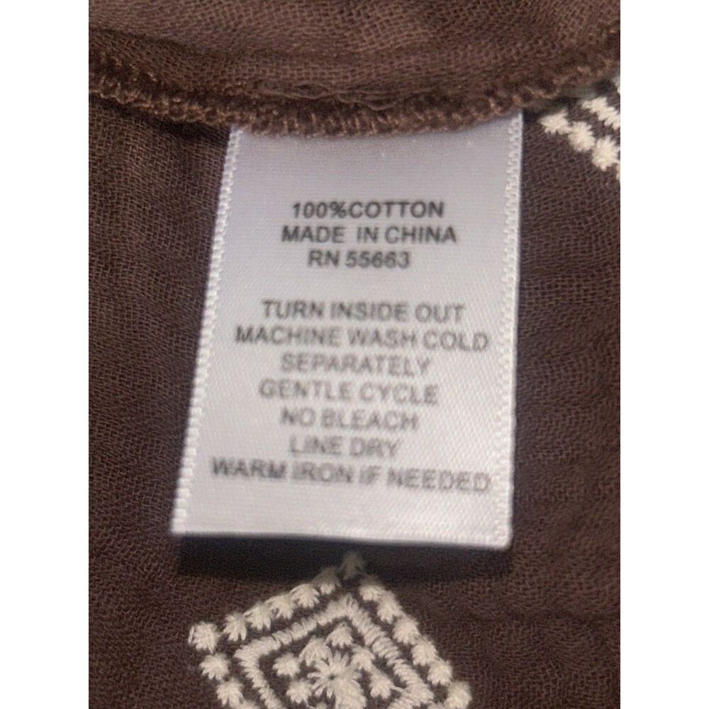 Cynthia Rowley Cotton Gauze Embroidered Button Up Blouse Brown Plus Size 1X - Picture 12 of 12